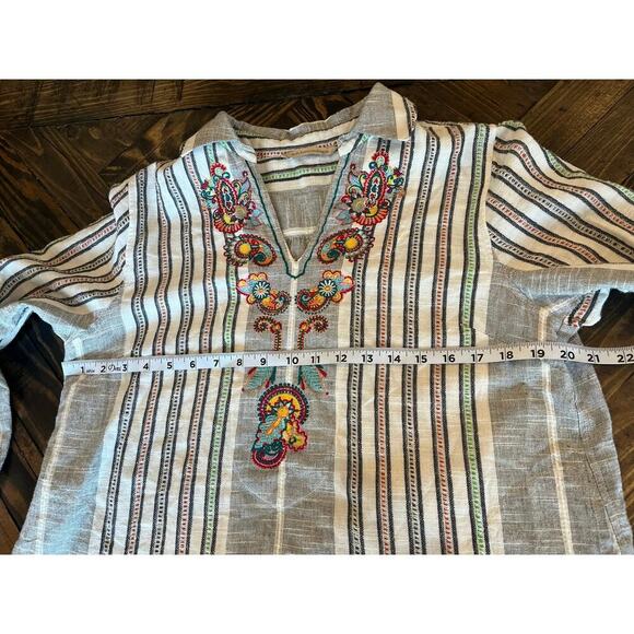 Soft Surroundings Floral Embroidered Blouse Women XL Lagenlook Beach Trip Pocket - Picture 4 of 13
